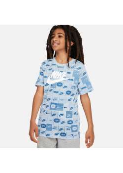 Тениска NIKE K NSW TEE CLUB SSNL AOP HBR